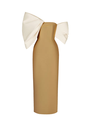 CAMEL BIG BOW DRESS