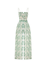 GREEN EMBROIDERED COTTON MAXI SET