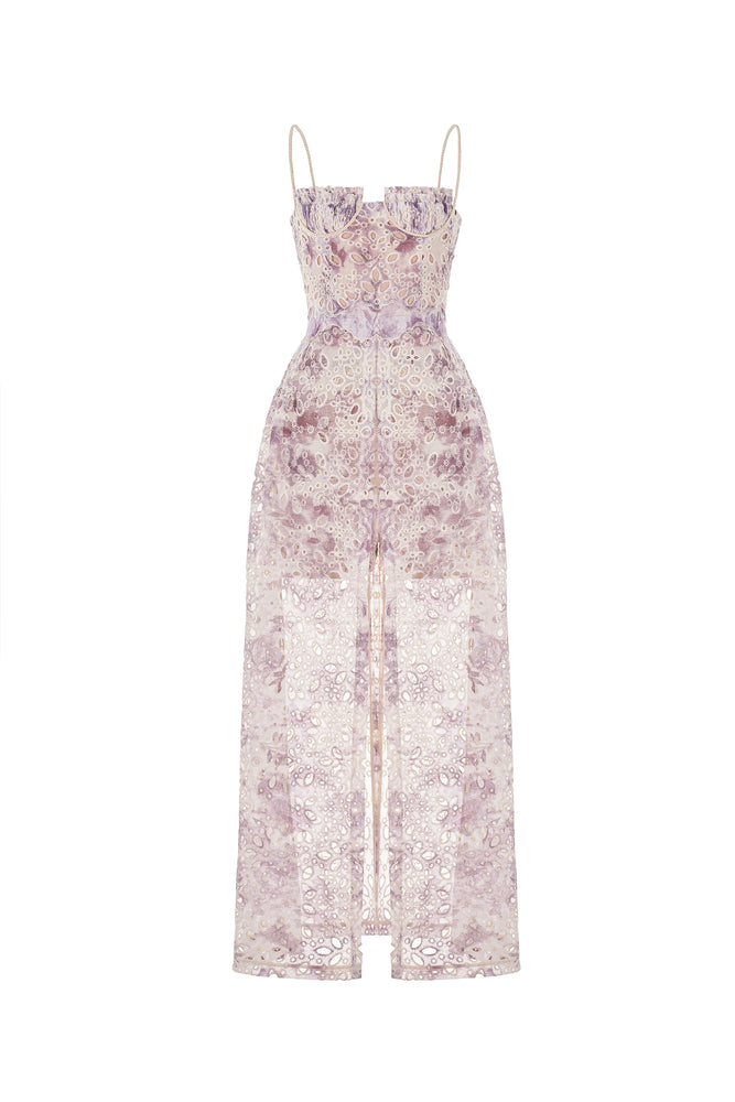 LILAC EMBROIDERED COTTON MAXI SET