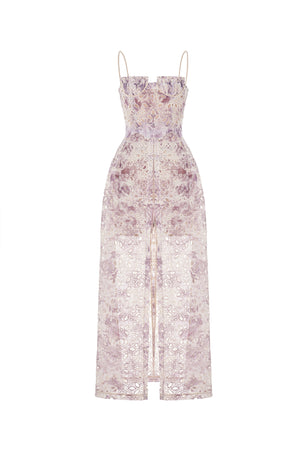 LILAC EMBROIDERED COTTON MAXI SET