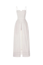 WHITE EMBROIDERED COTTON MAXI SET