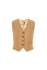 CAMEL LINEN WAISTCOAT