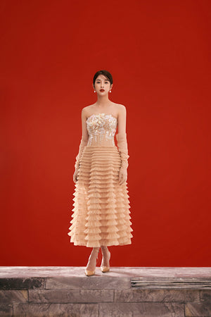 Flower Draped Midi Dress