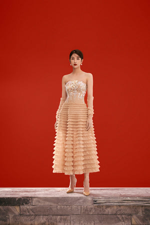 Flower Draped Midi Dress