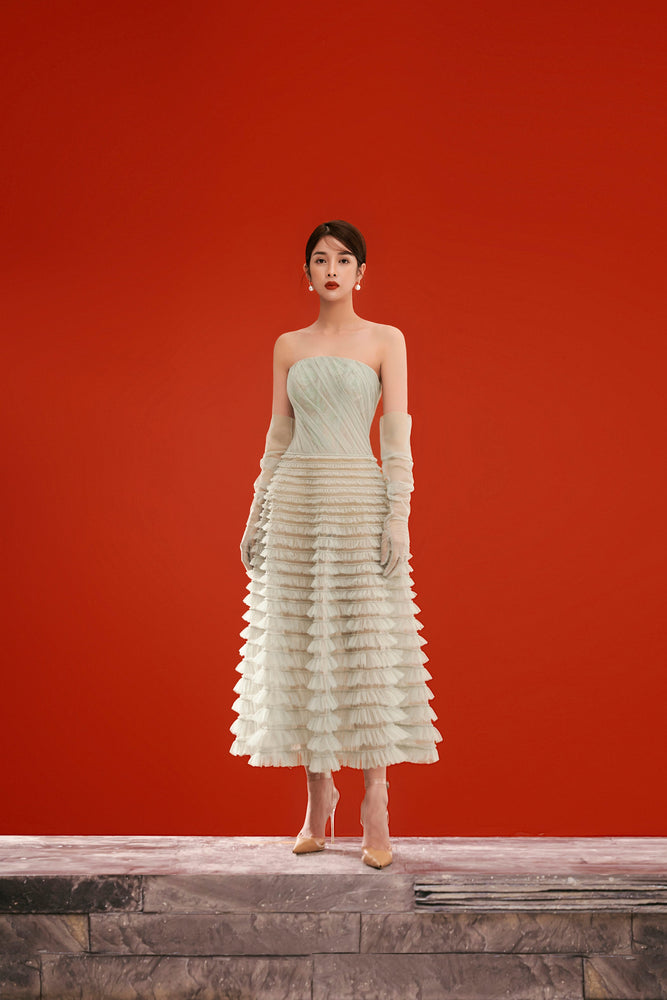 Mint Draped Midi Dress