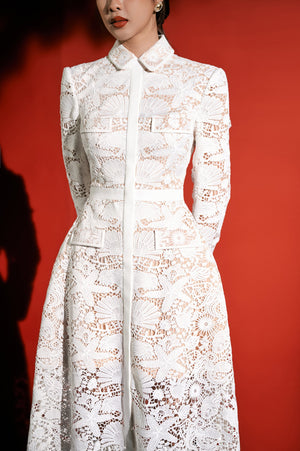 White Lace Midi Dress