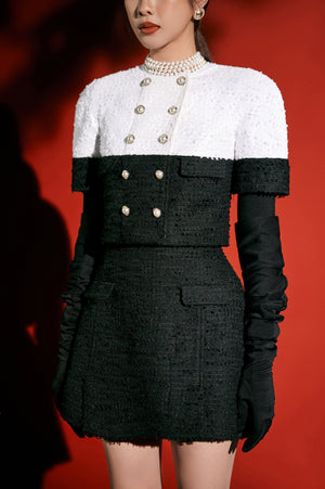 Black and White Tweed  Top