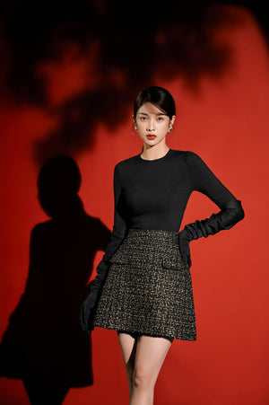Gold Tweed Mini Skirt