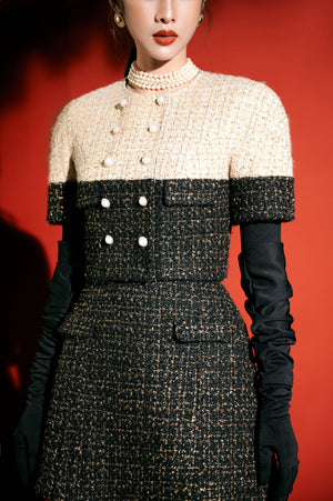Black and Gold Tweed Top