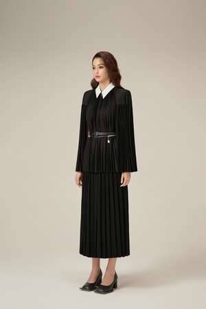
            
                Load image into Gallery viewer, BLACK PLEATED SKIRT
            
        