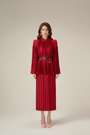 RED PLEATED SKIRT
