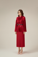 RED PLEATED SKIRT