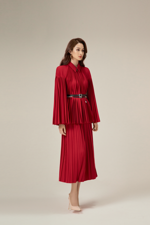 RED PLEATED SKIRT