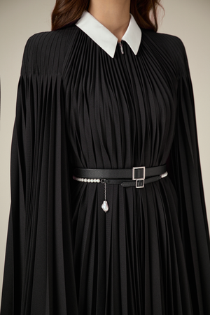 
            
                Load image into Gallery viewer, BLACK PLEATED CAPE
            
        