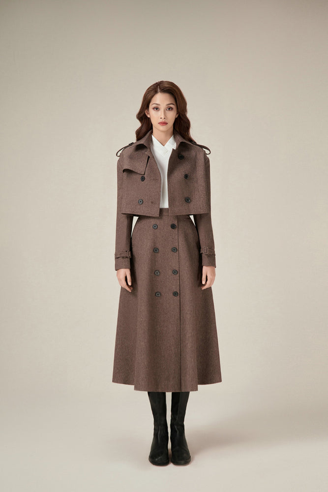 RELAXED CROP TRENCH COAT - COOKIE