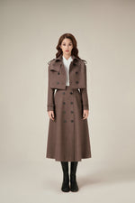 RELAXED CROP TRENCH COAT - COOKIE
