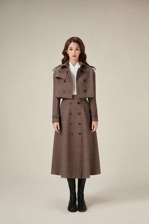 RELAXED CROP TRENCH COAT - COOKIE
