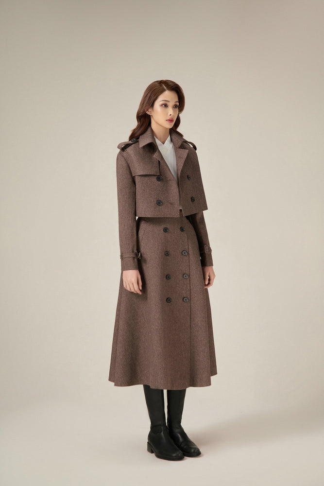 RELAXED CROP TRENCH COAT - COOKIE