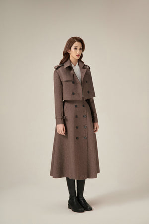 RELAXED CROP TRENCH COAT - COOKIE