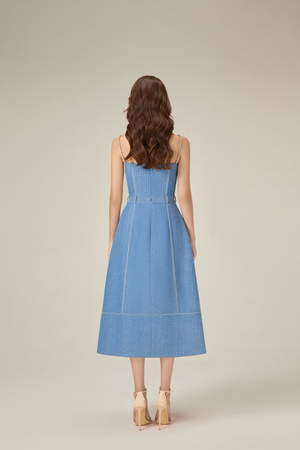 DENIM BEADED MIDI DRESS