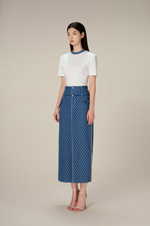
            
                Load image into Gallery viewer, MIMI DENIM PENCIL SKIRT
            
        