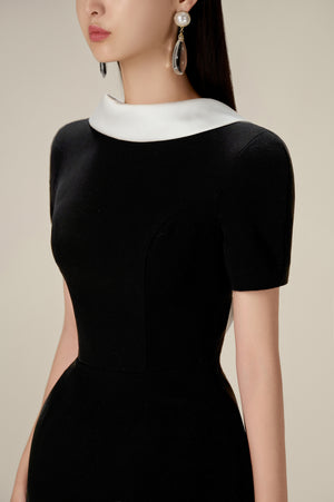 BLACK COWL NECK DRESS