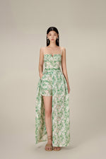 GREEN EMBROIDERED COTTON MAXI SET