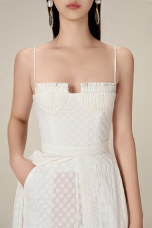 WHITE EMBROIDERED COTTON MAXI SET