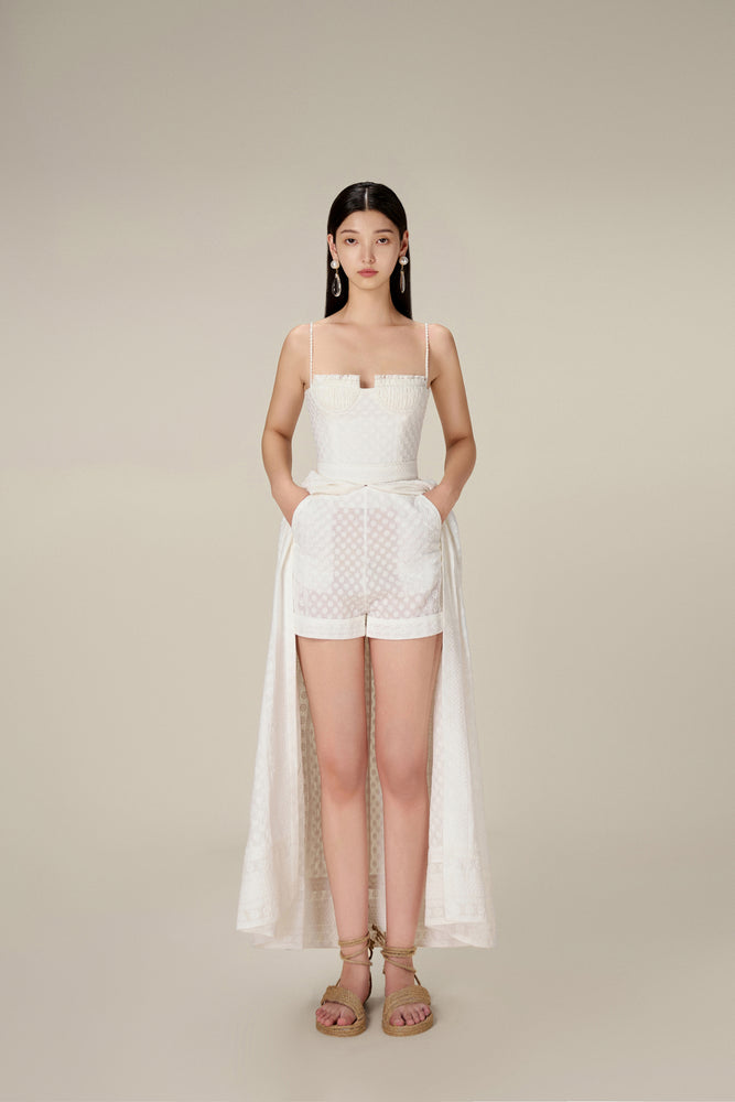 WHITE EMBROIDERED COTTON MAXI SET