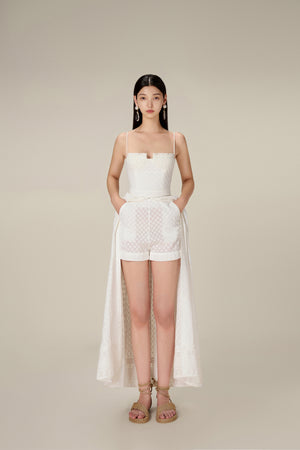 WHITE EMBROIDERED COTTON MAXI SET