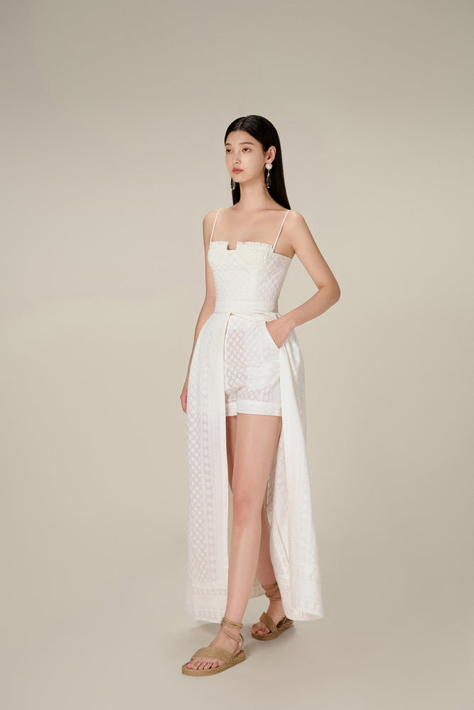 WHITE EMBROIDERED COTTON MAXI SET
