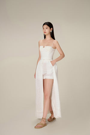WHITE EMBROIDERED COTTON MAXI SET