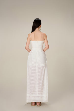 WHITE EMBROIDERED COTTON MAXI SET