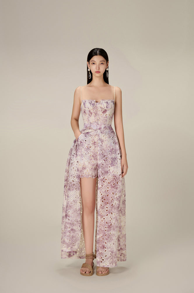 LILAC EMBROIDERED COTTON MAXI SET