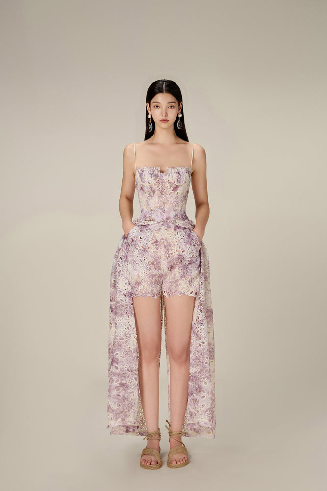 LILAC EMBROIDERED COTTON MAXI SET