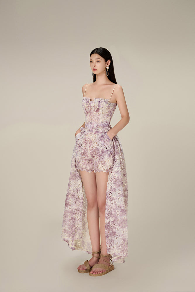 LILAC EMBROIDERED COTTON MAXI SET