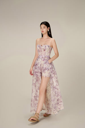 LILAC EMBROIDERED COTTON MAXI SET