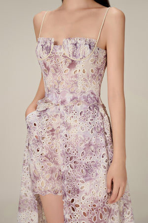 LILAC EMBROIDERED COTTON MAXI SET