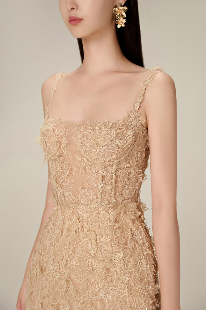 
            
                Load image into Gallery viewer, IVORY BEADED LACE PENCIL DRESS
            
        