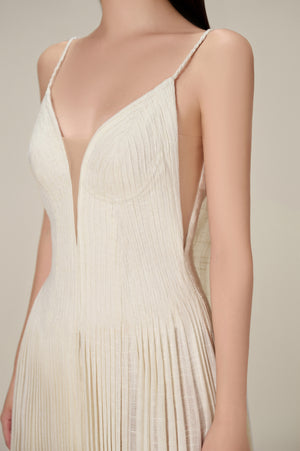 WHITE LINEN MAXI DRESS