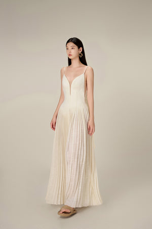 WHITE LINEN MAXI DRESS
