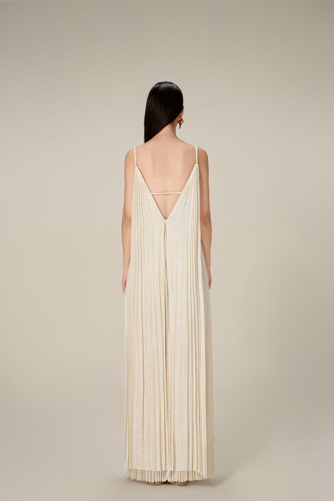 WHITE LINEN MAXI DRESS