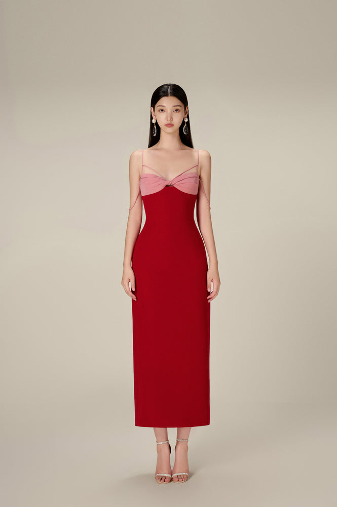 RED TWISTED DRESS