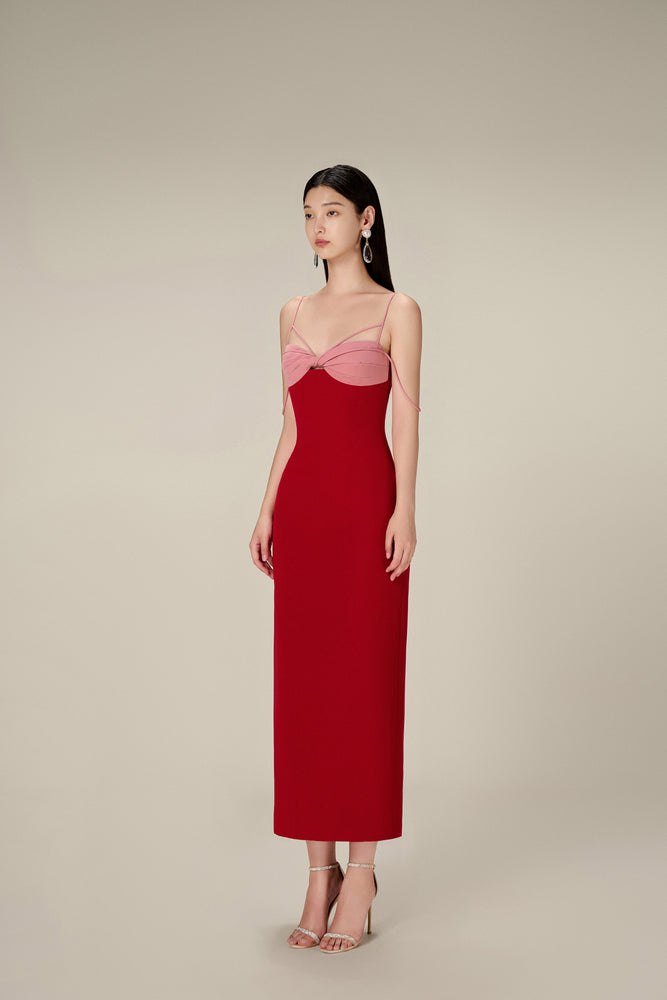 RED TWISTED DRESS