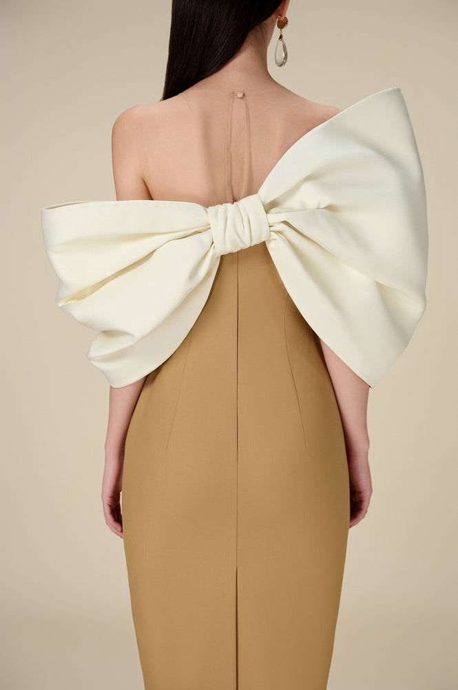 CAMEL BIG BOW DRESS