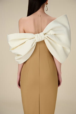 CAMEL BIG BOW DRESS