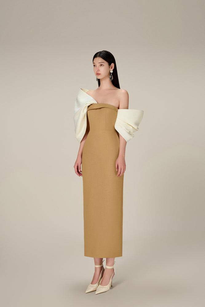 CAMEL BIG BOW DRESS