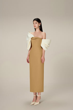 CAMEL BIG BOW DRESS