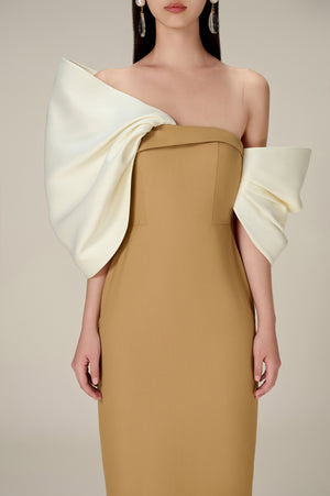 CAMEL BIG BOW DRESS