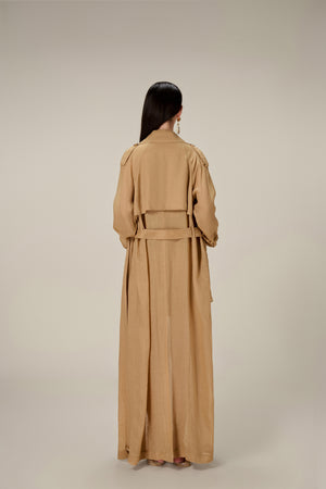 
            
                Load image into Gallery viewer, CAMEL LINEN TRENCH COAT
            
        